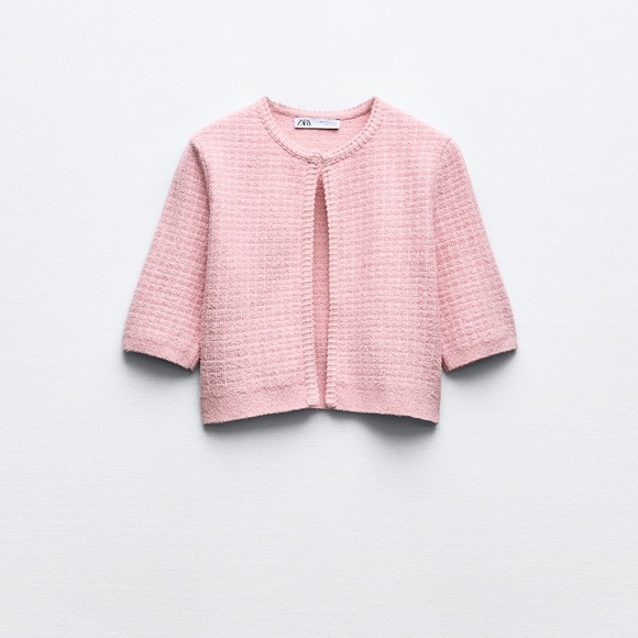 Zara plaid cropped knit cardigan - Picture 3 of 5